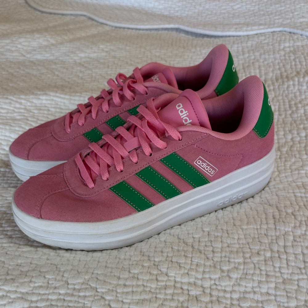 Adidas Women's VL Court bold Pink and Green platform Sneakers